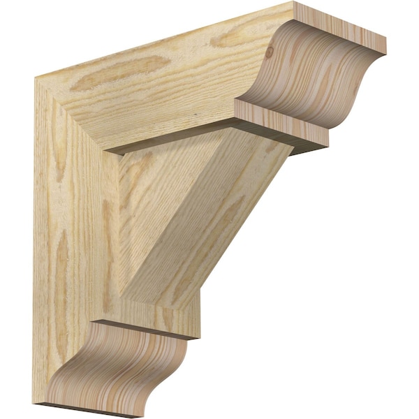 Ekena Millwork Traditional Traditional Rough Sawn Bracket w/ Offset Brace, Douglas Fir, 6"W x 14"D x 14"H BKT0604X14X14TRA01RDF - main
